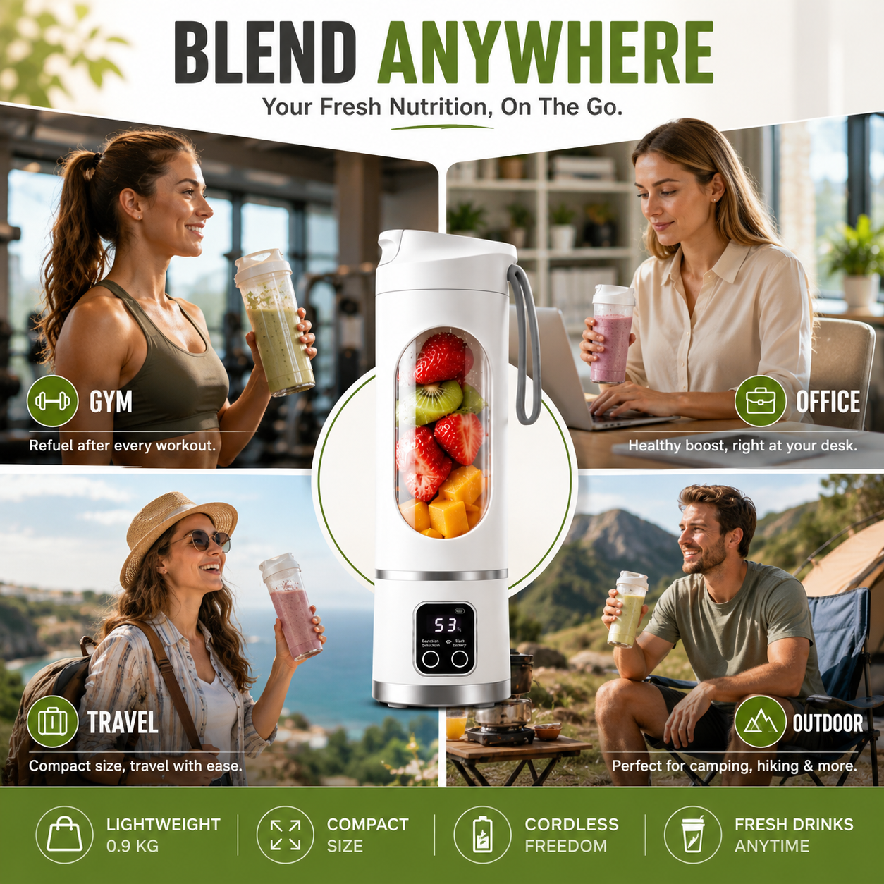 🔥Last Day 70% OFF——Portable USB Blender with LED Display - Perfect for Smoothies & Juices