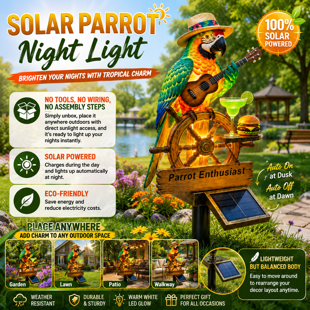 🔥Last Day 50% OFF🔥 - 🌴 Solar-Powered Parrot Garden Light Summer Fun