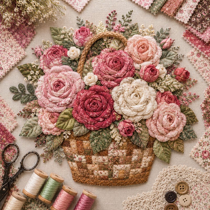 Last Day — Limted Time 70% OFF！——🌸Floral Basket Patchwork DIY Kit