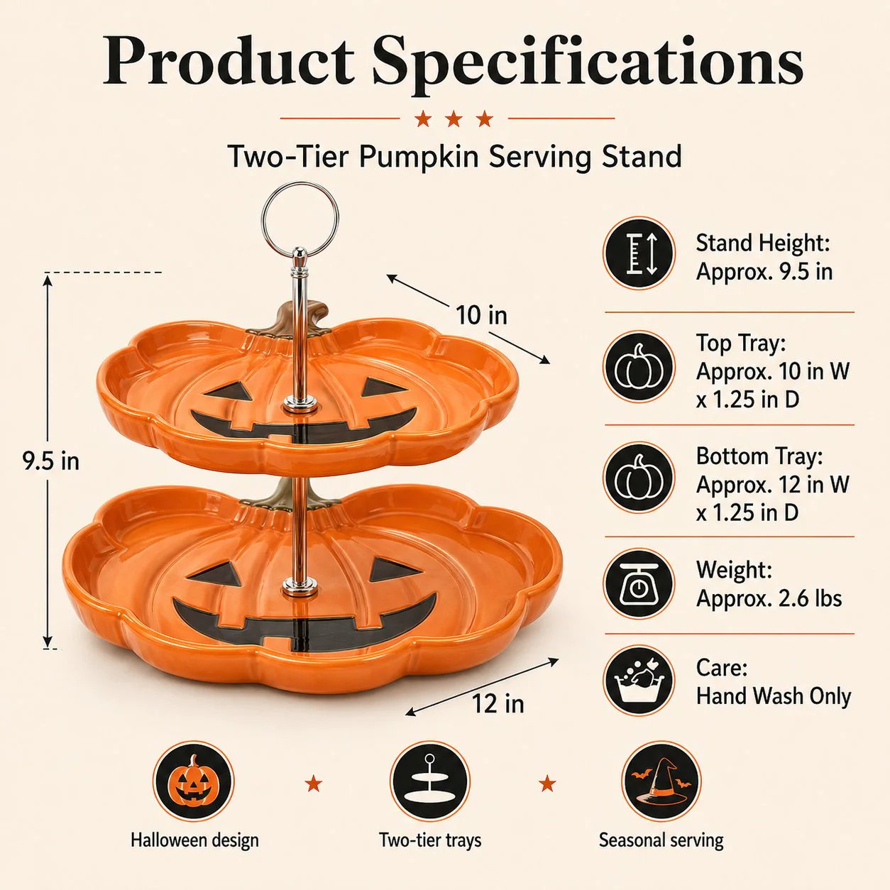 💥 Last Day 49% OFF——🎉Two-Tier Ghost Serving Stand