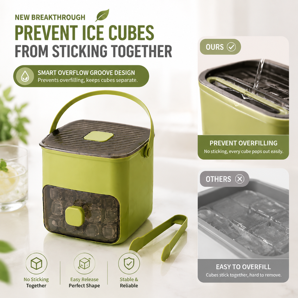 🔥 TODAY ONLY – 50% OFF LIMITED rand New Upgraded Ice Cube Tray Press Once, Get Ice Instantly No Scooping.