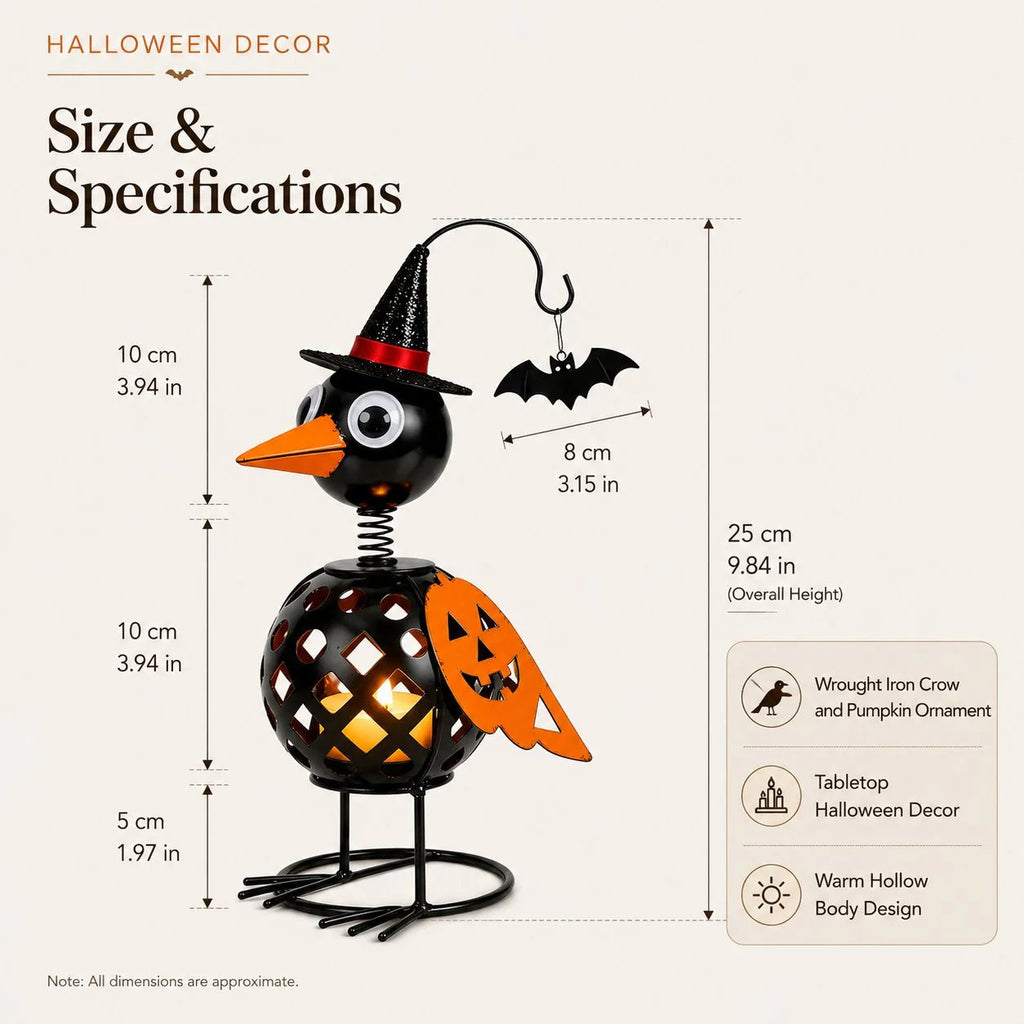 🔥Last Day 70% OFF🔥Wrought Iron Crow and Pumpkin Ornament🐦🎃
