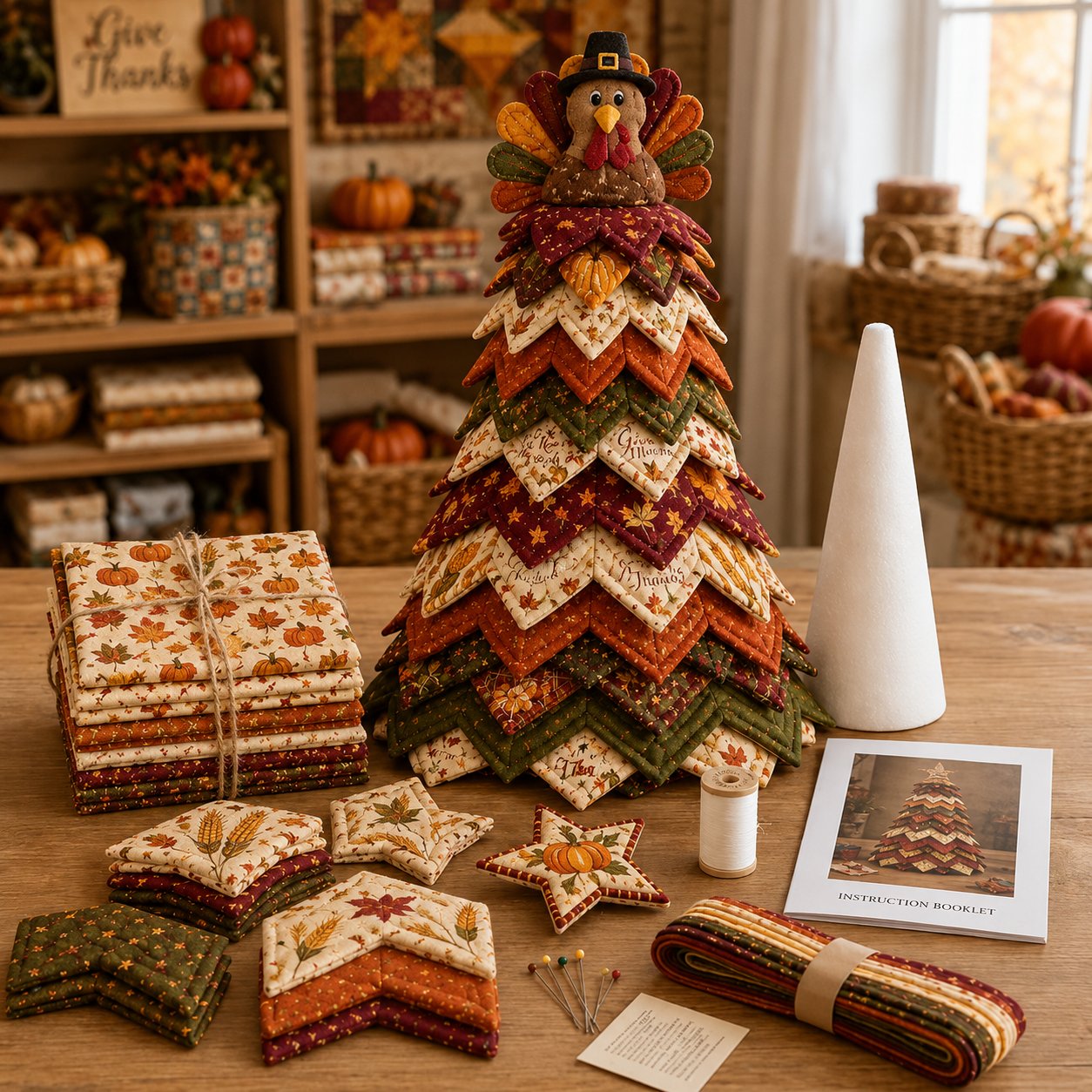 🔥LAST DAY70% OFF - 🎄Americana Christmas Tree Quilt Kit – Easy Layered Fabric Holiday Décor for Quilting Lovers