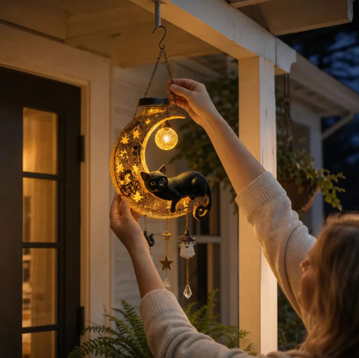 🎃 Halloween Early Bird Sale 70%OFF——Black Cat Moon Solar Lantern