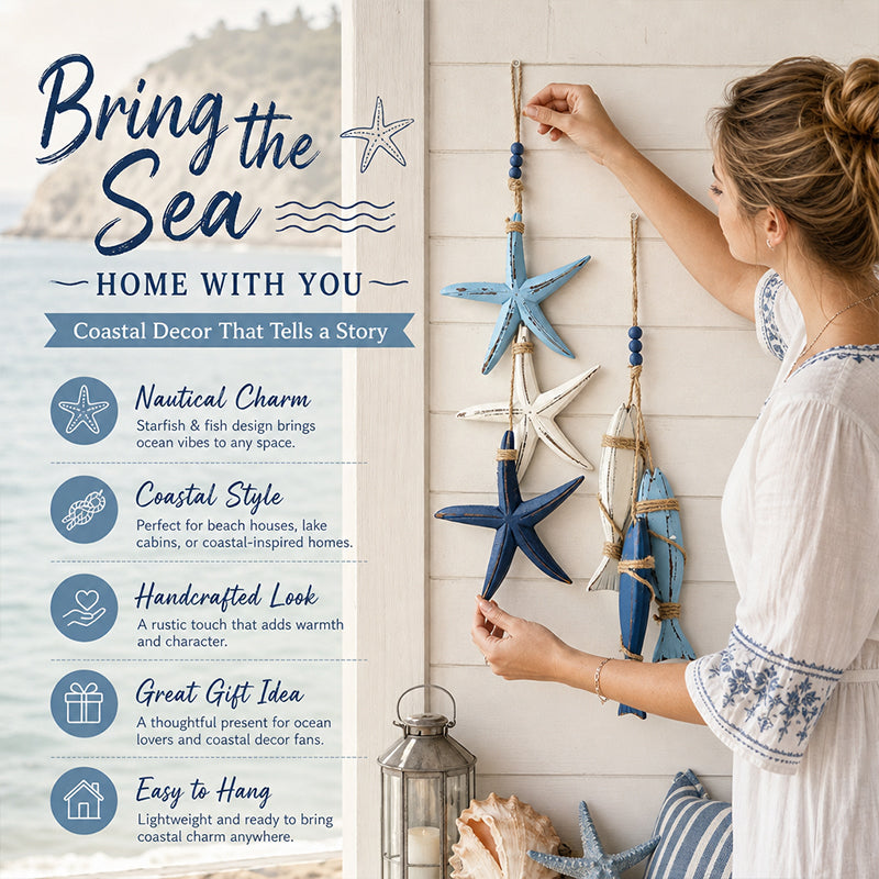 🔥Last Day 70% OFF —— Mediterranean Starfish & Fish Hanging Coastal Ornaments 🐠✨