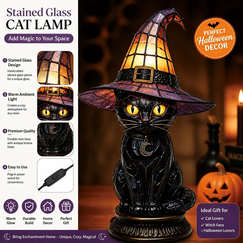 🔥Halloween Early Bird Special: Enjoy 70% OFF——Magical Black Cat Witch Lamp 🐈‍⬛✨