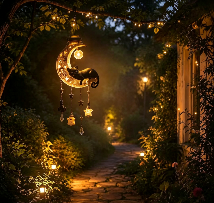 🎃 Halloween Early Bird Sale 70%OFF——Black Cat Moon Solar Lantern