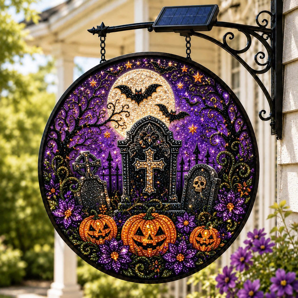 🔥Halloween Early Bird Special: Enjoy 70% OFF——🎃 Solar Halloween LED Hanging Sign Light 👻