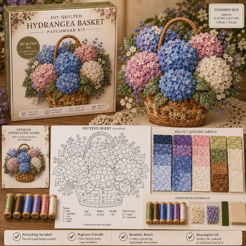 Last Day — Limted Time 70% OFF！——🌸Floral Basket Patchwork DIY Kit