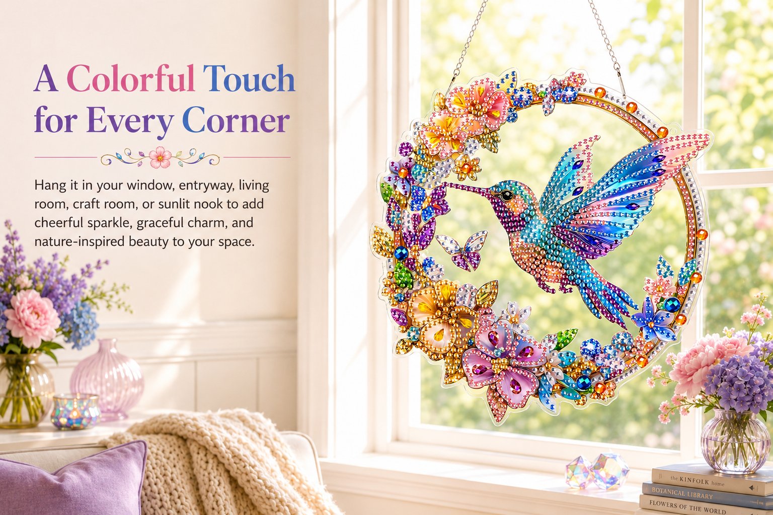 💥LAST DAY 50% OFF - Hummingbird Diamond Art Hanging Ornament Kit