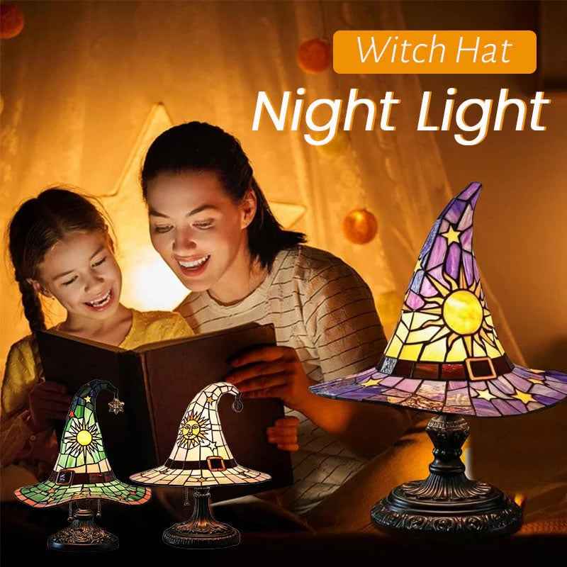 🔥Halloween Early Bird Special: Enjoy 70% OFF——♠️Witch Hat Stained Glass Style Night Light🎁