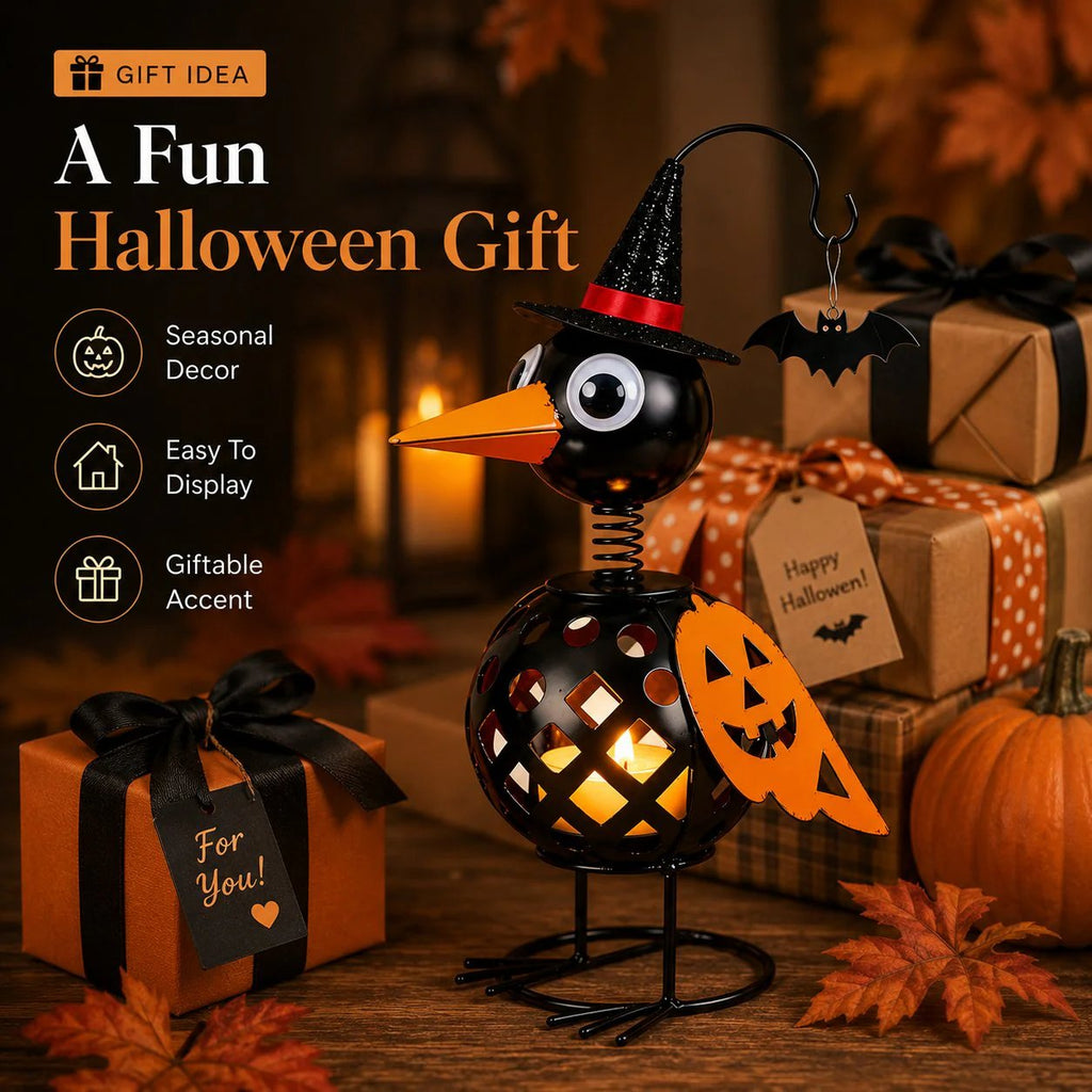 🔥Last Day 70% OFF🔥Wrought Iron Crow and Pumpkin Ornament🐦🎃