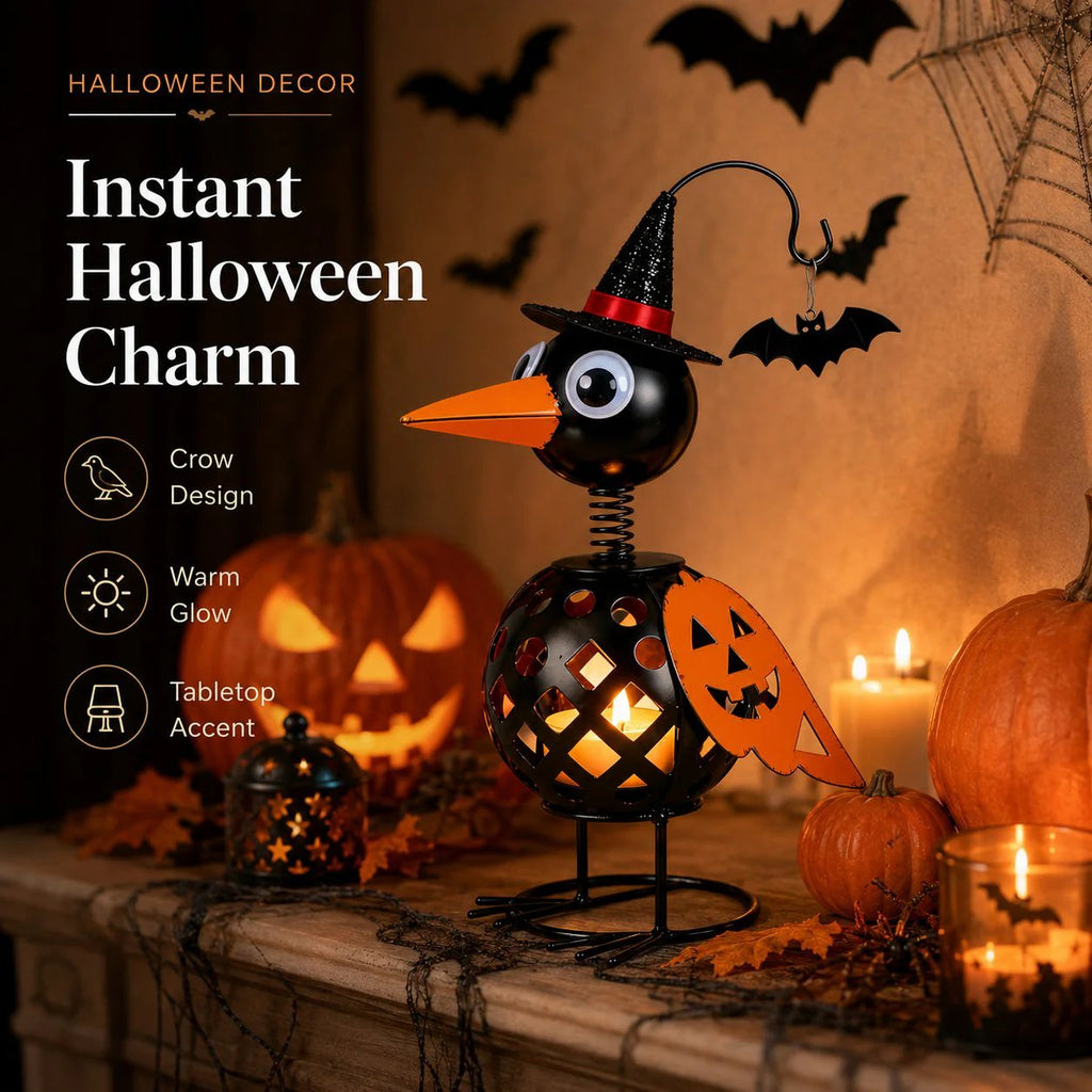 🔥Last Day 70% OFF🔥Wrought Iron Crow and Pumpkin Ornament🐦🎃