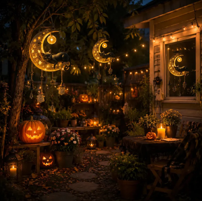 🎃 Halloween Early Bird Sale 70%OFF——Black Cat Moon Solar Lantern