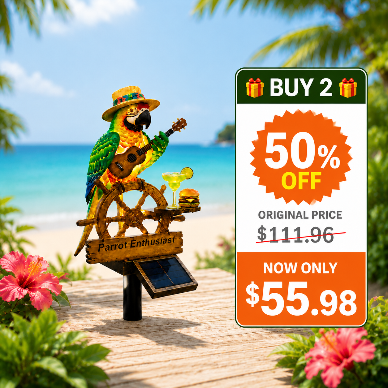 🔥Last Day 50% OFF🔥 - 🌴 Solar-Powered Parrot Garden Light Summer Fun