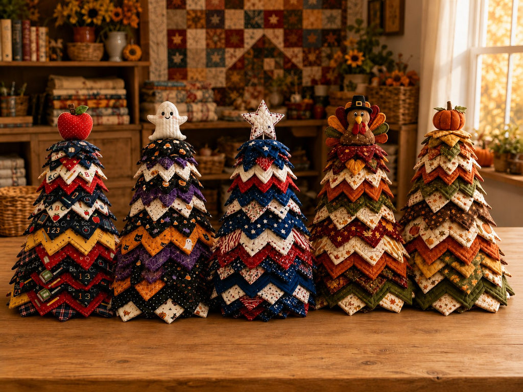 🔥LAST DAY70% OFF - 🎄Americana Christmas Tree Quilt Kit – Easy Layered Fabric Holiday Décor for Quilting Lovers