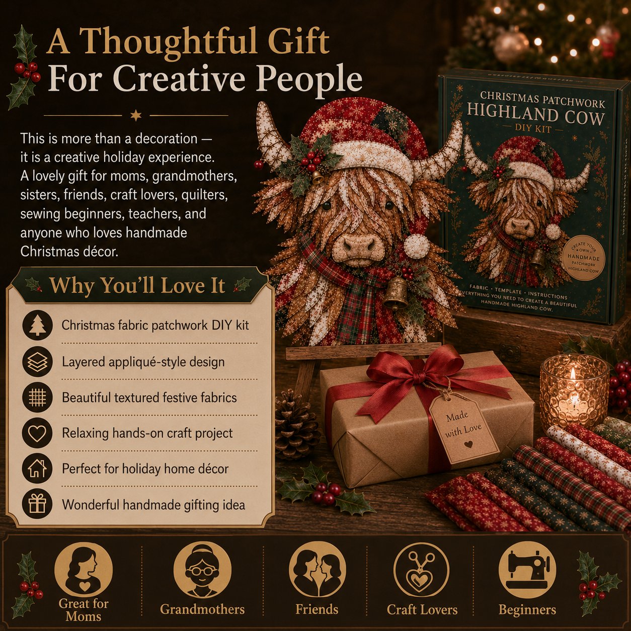 🎁LAST DAY — LIMITED TIME 70% OFF！🎅Kit decorazioni fai da te in tessuto patchwork natalizio