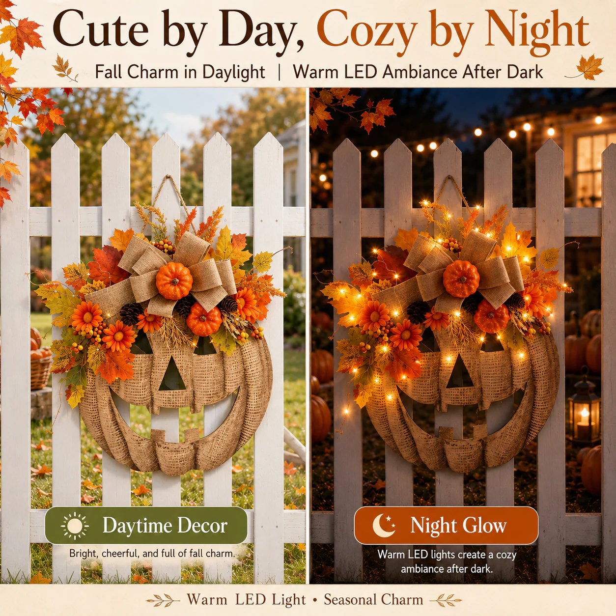 🔥Halloween Early Bird Special: Enjoy 70% OFF——🎃Lighted Burlap Pumpkin Wreath