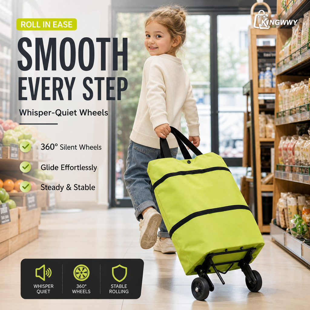 🔥Last day - Limted Time 50% OFF! 💞 2-in-1 Foldable Shopping Cart – Carry & Roll with Ease 🛒