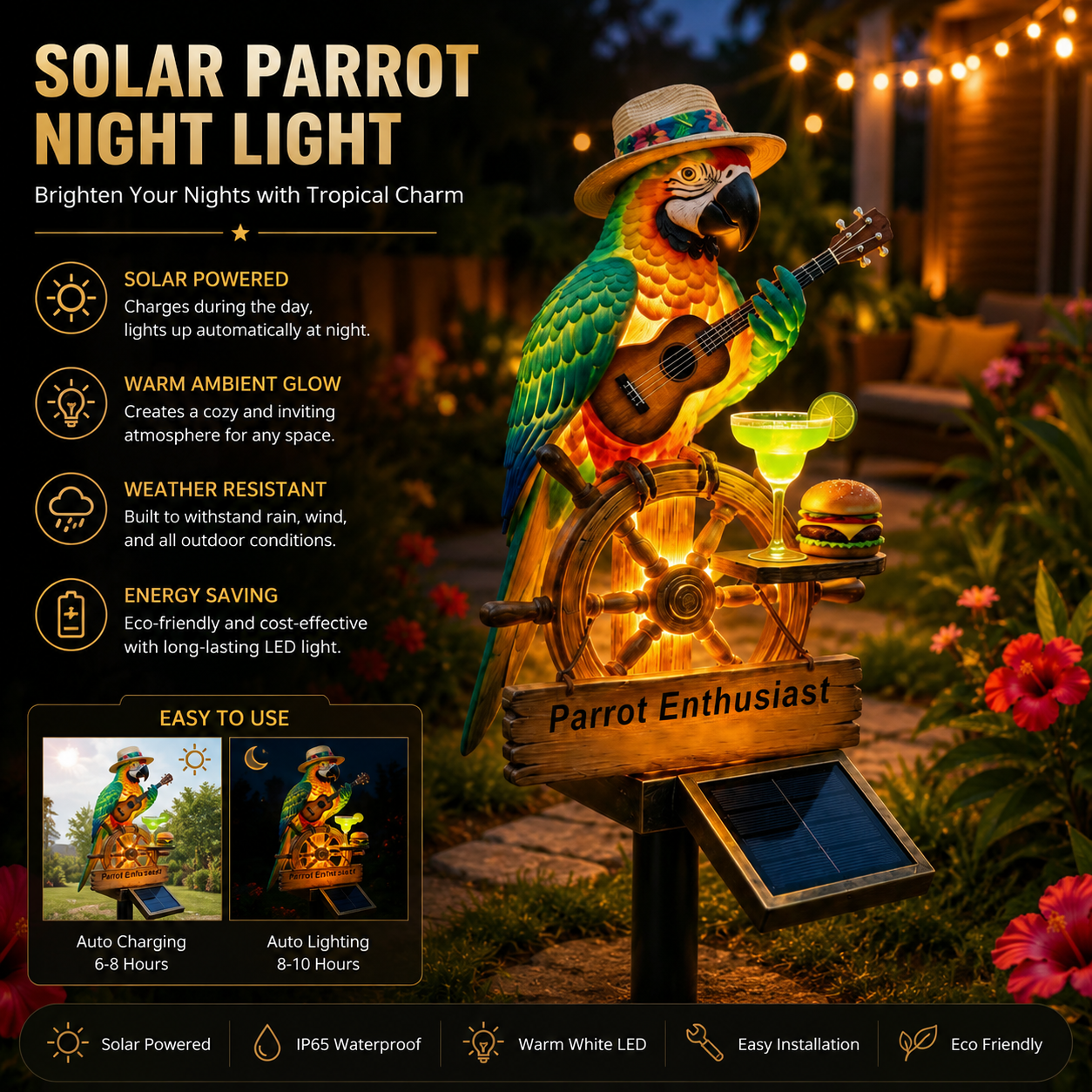 🔥Last Day 50% OFF🔥 - 🌴 Solar-Powered Parrot Garden Light Summer Fun