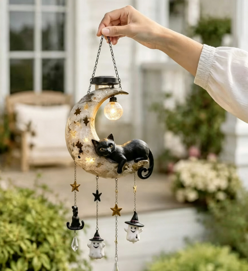 🎃 Halloween Early Bird Sale 70%OFF——Black Cat Moon Solar Lantern