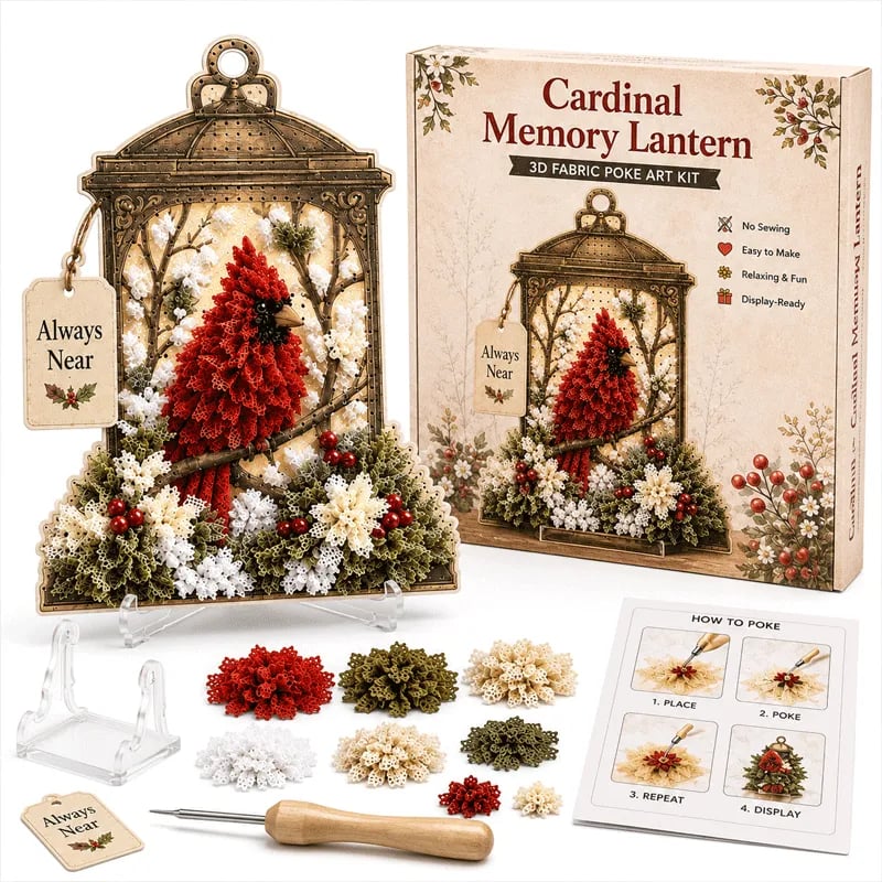 🕊️ Always Near 3D Fabric Poke Art Memory Lantern Kit | No-Sew Bird Keepsake Craft with Pre-Punched Board, Display Stand & Keepsake Tag ✨