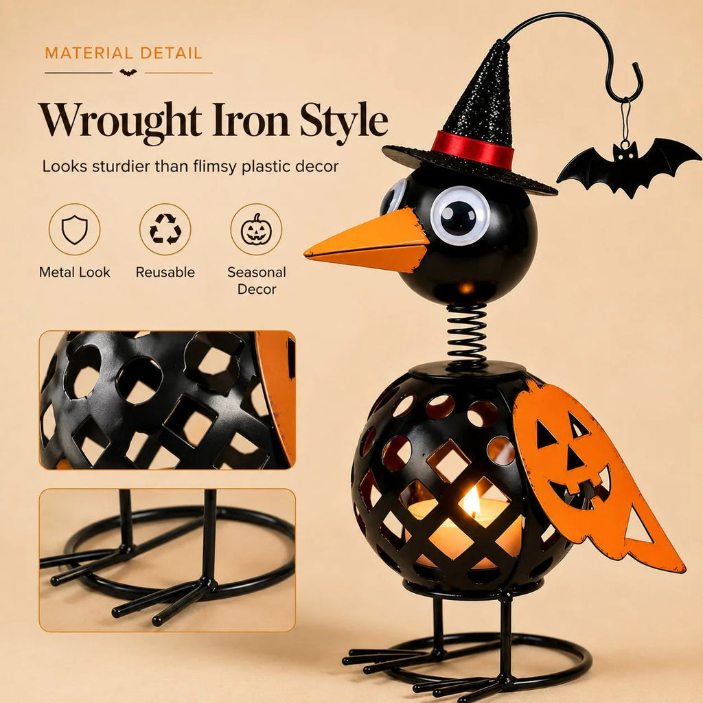 🔥Last Day 70% OFF🔥Wrought Iron Crow and Pumpkin Ornament🐦🎃