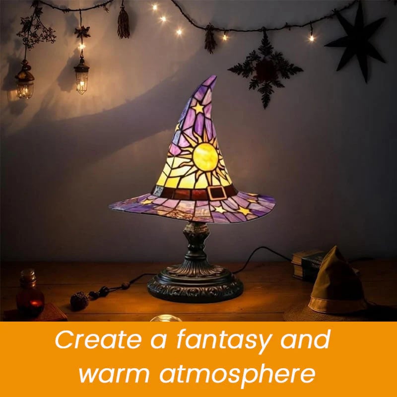 🔥Halloween Early Bird Special: Enjoy 70% OFF——♠️Witch Hat Stained Glass Style Night Light🎁