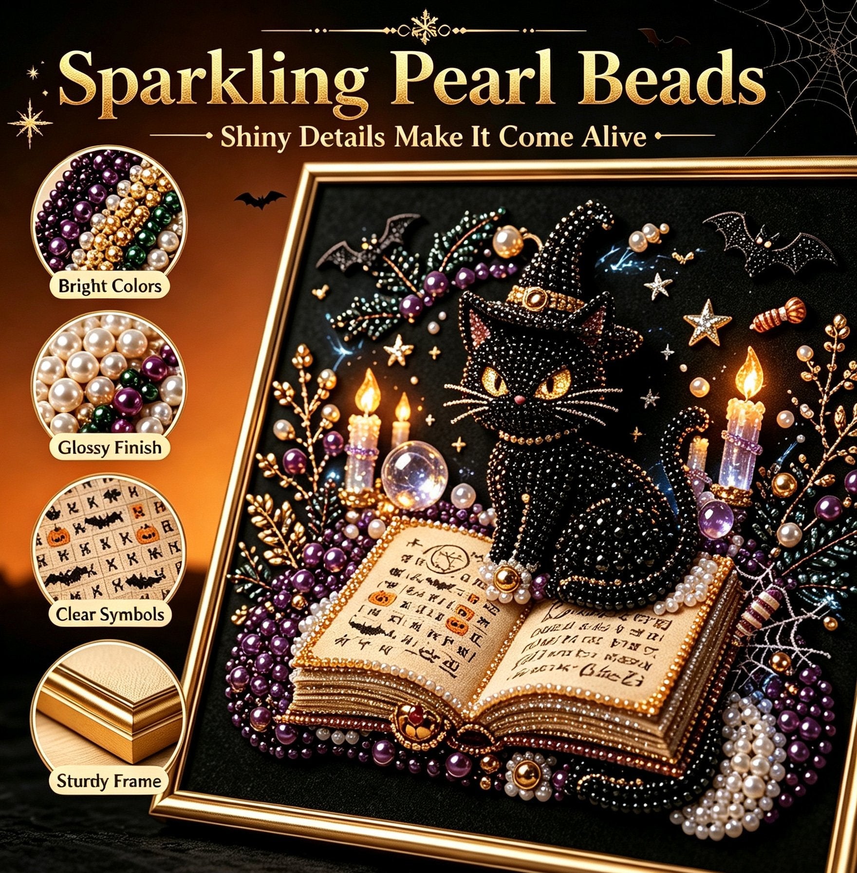 🔥 LAST DAY 49% OFF – 🖤 Premium 3D Pearl Dark Gothic Diamond Painting Art Kit | Luxury Flocked Canvas with Scratch-Resistant Non-Fading Pearl Beads DIY Dark Academia Decor 💀🕯️✨