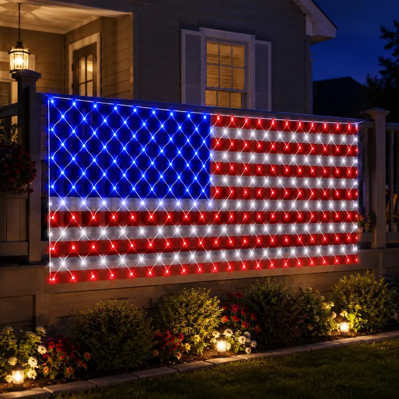 250th Anniversary Special Deal 60% ! 🇺🇸🎆 Solar USA Flag Lights | Super Bright Patriotic Outdoor Decor