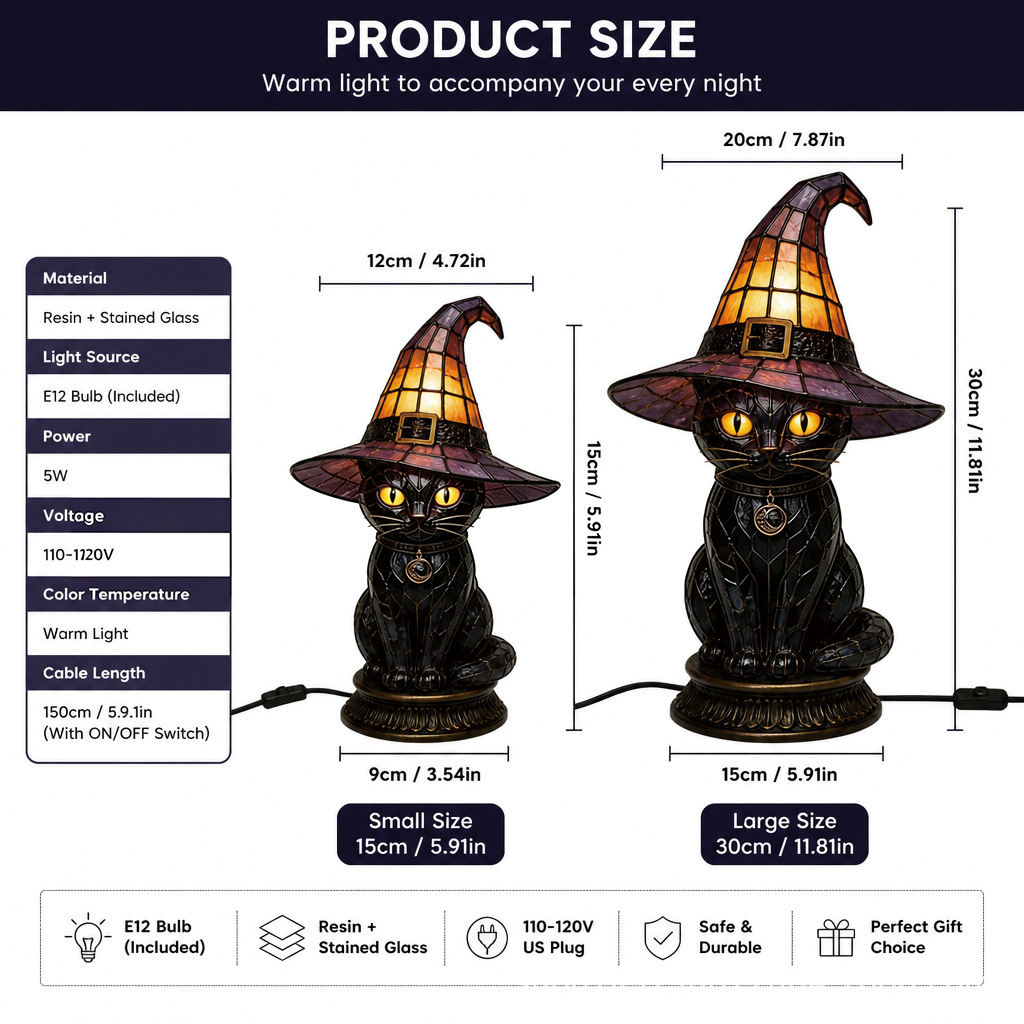 🔥Halloween Early Bird Special: Enjoy 70% OFF——Magical Black Cat Witch Lamp 🐈‍⬛✨