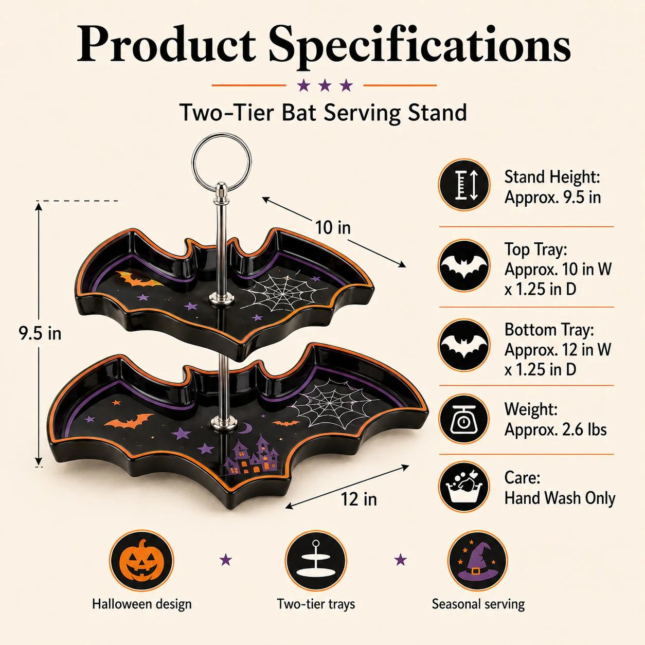💥 Last Day 49% OFF——🎉Two-Tier Ghost Serving Stand