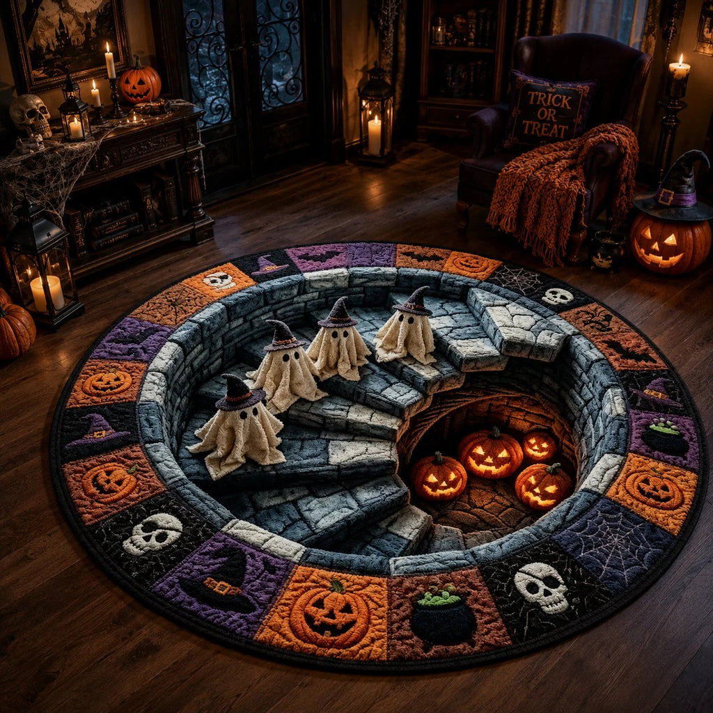 🔥Last day — Limted Time 70% OFF！——👻 3D Haunted Staircase Round Rug