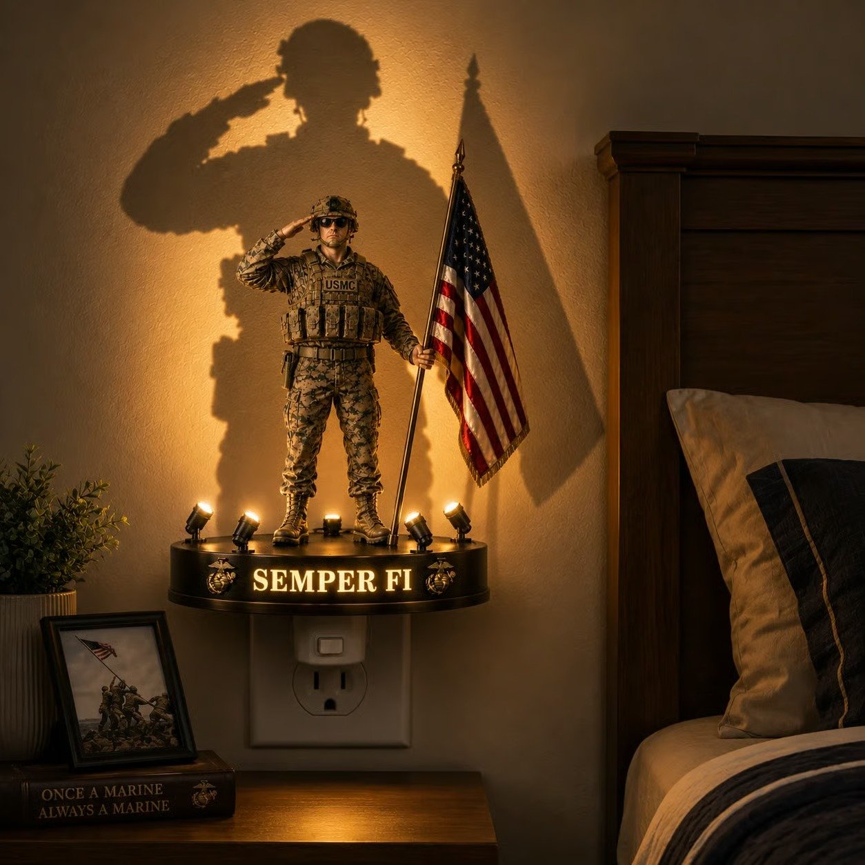 🎁U.S. Marine Corps Semper Fi Shadow Night Lightc