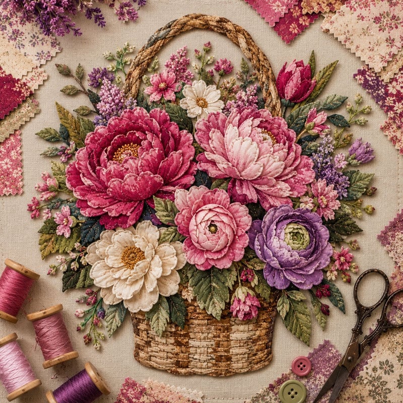 Last Day — Limted Time 70% OFF！——🌸Floral Basket Patchwork DIY Kit