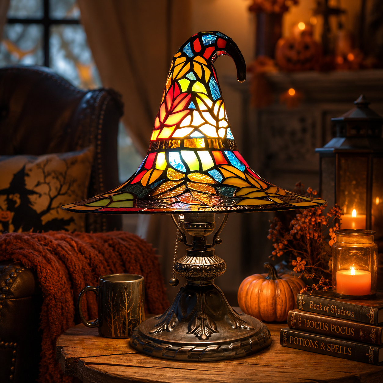 🔥Halloween Early Bird Special: Enjoy 70% OFF——♠️Witch Hat Stained Glass Style Night Light🎁