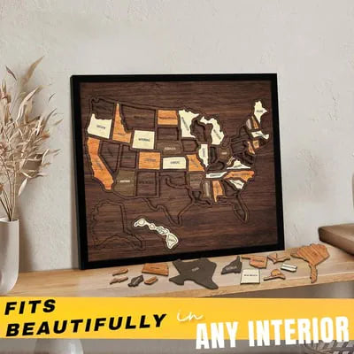 🔥Limited Time 70% off – USA Wooden Travel Map Puzzle for Adventure Lovers