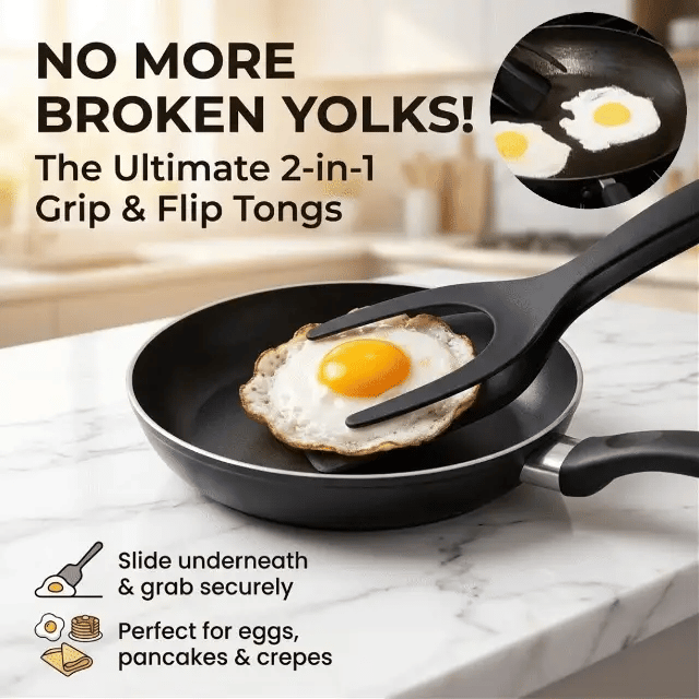 🔥LIMITED-TIME OFFER 50% Off🎁 2-in-1 Grip & Flip Kitchen Tongs