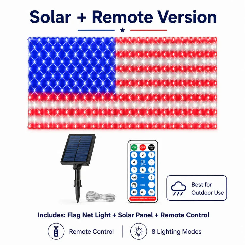 250th Anniversary Special Deal 60% ! 🇺🇸🎆 Solar USA Flag Lights | Super Bright Patriotic Outdoor Decor
