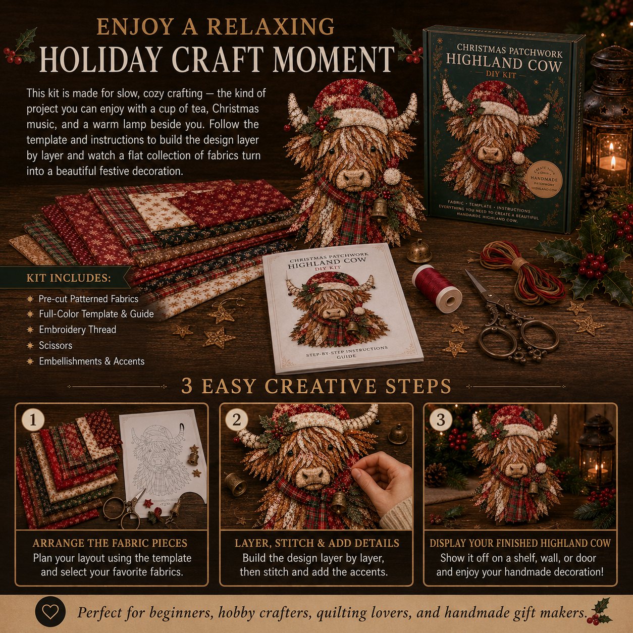 🎁LAST DAY — LIMITED TIME 70% OFF！🎅Kit decorazioni fai da te in tessuto patchwork natalizio