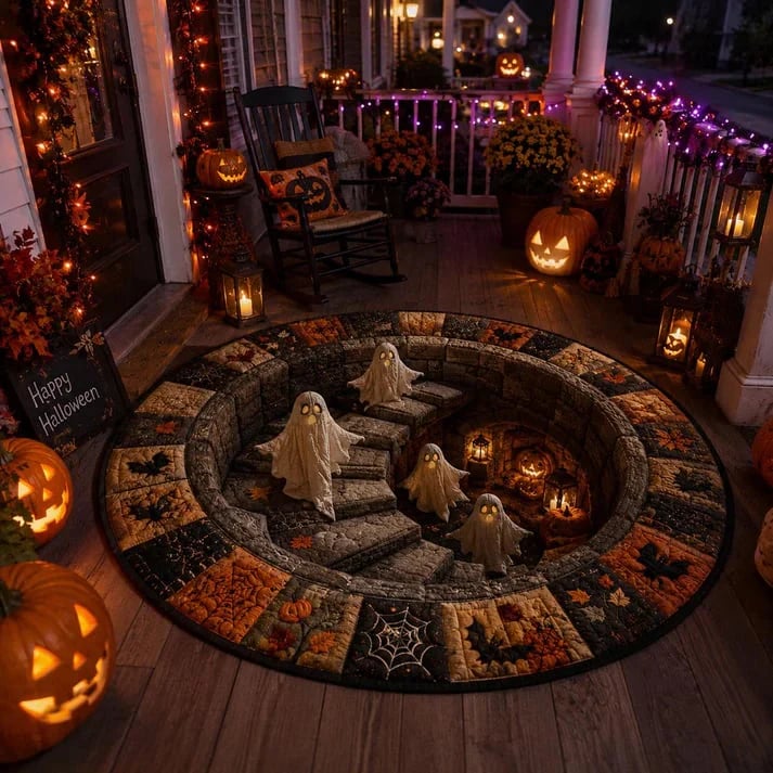 🔥Last day — Limted Time 70% OFF！——👻 3D Haunted Staircase Round Rug