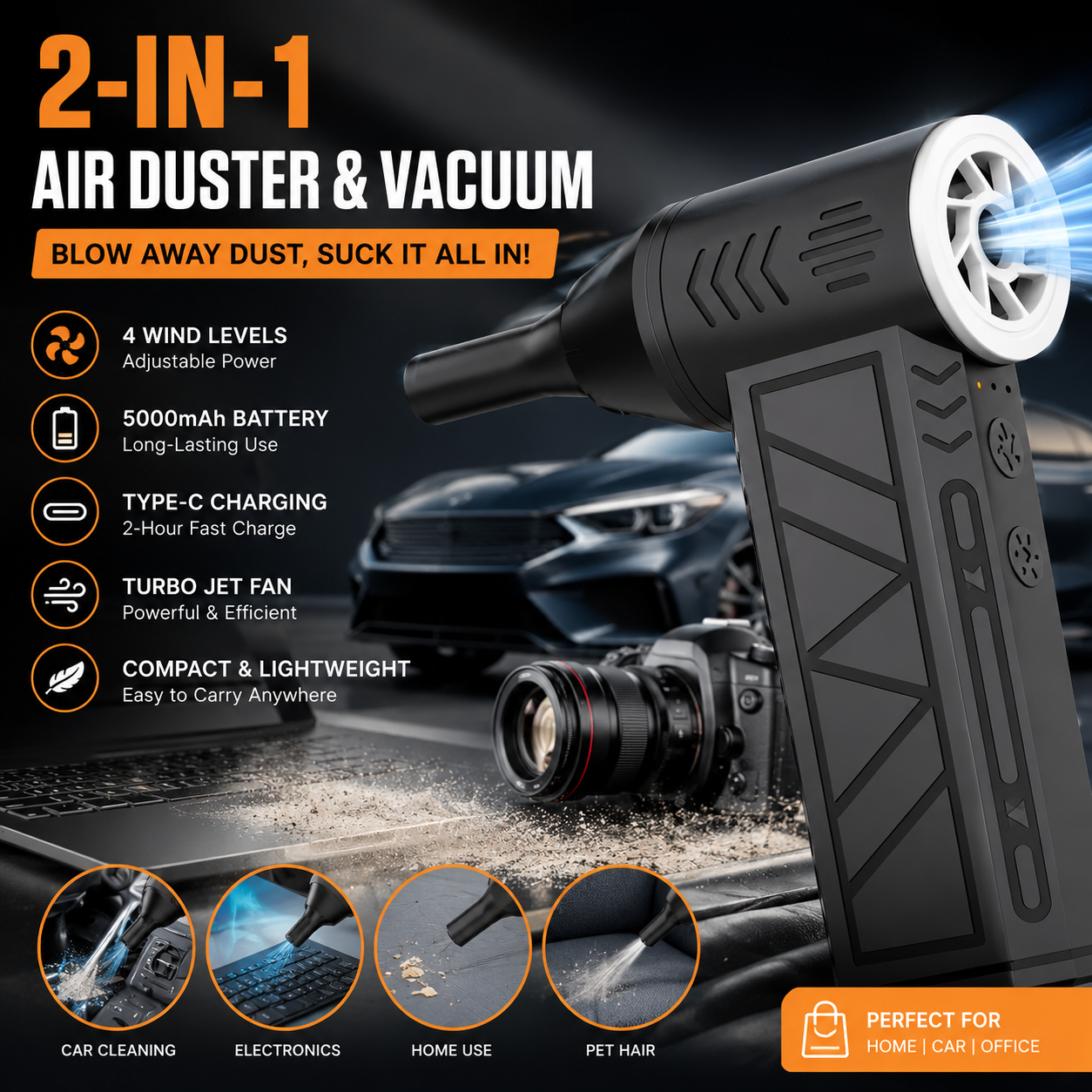 🔥Last Day 70% OFF——2-in-1 Cordless Air Duster & Vacuum