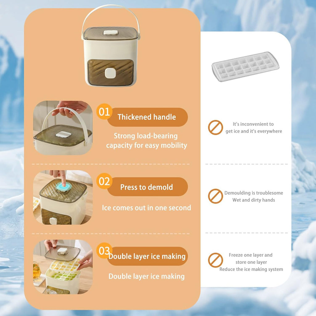 🔥 TODAY ONLY – 50% OFF LIMITED rand New Upgraded Ice Cube Tray Press Once, Get Ice Instantly No Scooping.