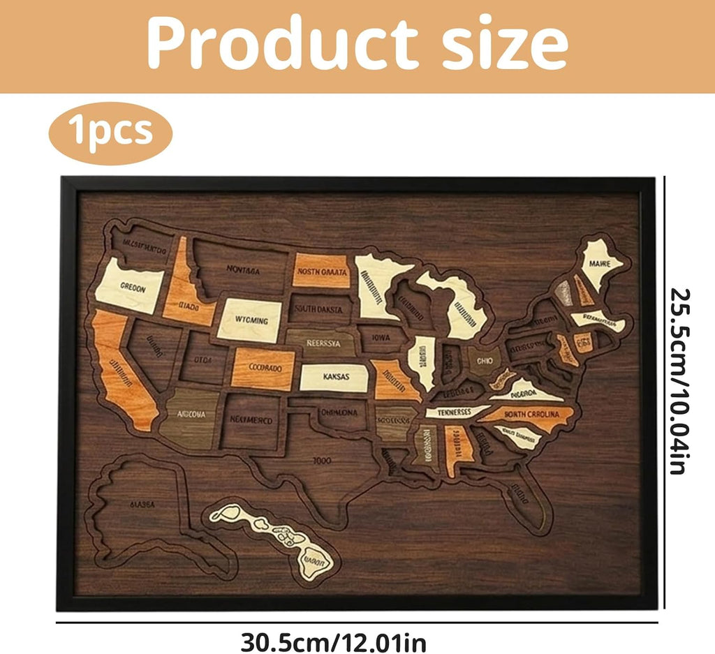 🔥Limited Time 70% off – USA Wooden Travel Map Puzzle for Adventure Lovers