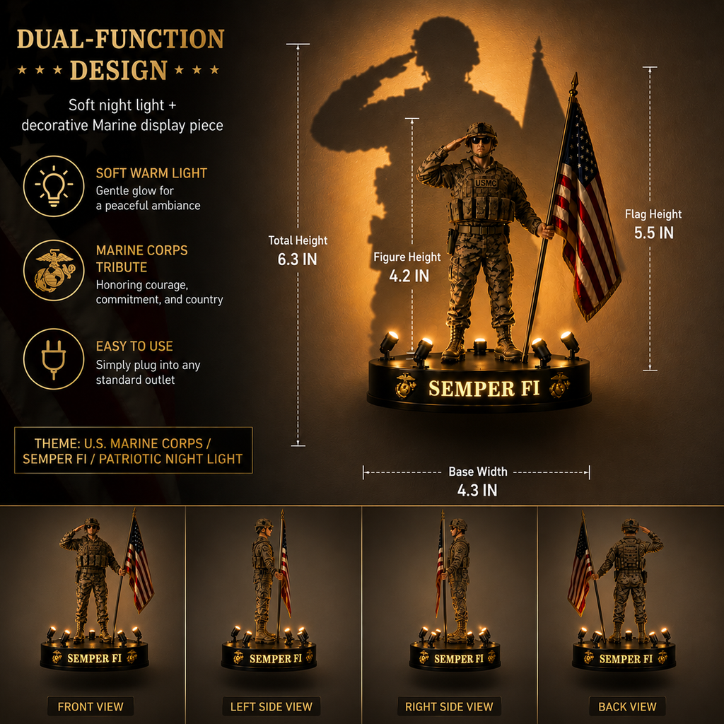 🎁U.S. Marine Corps Semper Fi Shadow Night Lightc