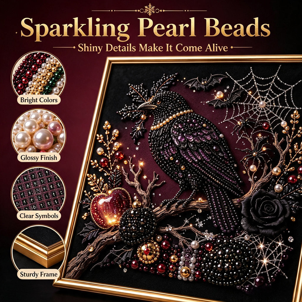 🔥 LAST DAY 49% OFF – 🖤 Premium 3D Pearl Dark Gothic Diamond Painting Art Kit | Luxury Flocked Canvas with Scratch-Resistant Non-Fading Pearl Beads DIY Dark Academia Decor 💀🕯️✨