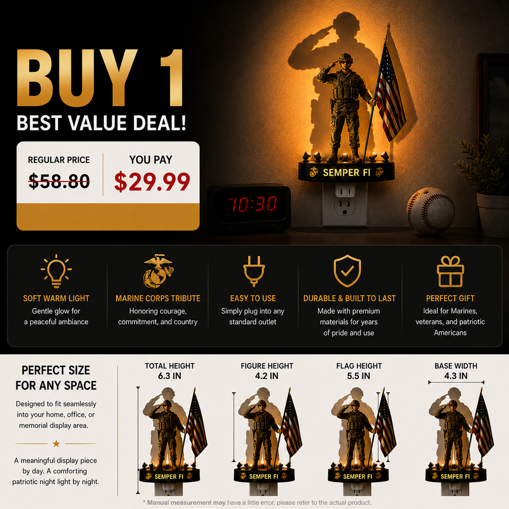 🎁U.S. Marine Corps Semper Fi Shadow Night Lightc