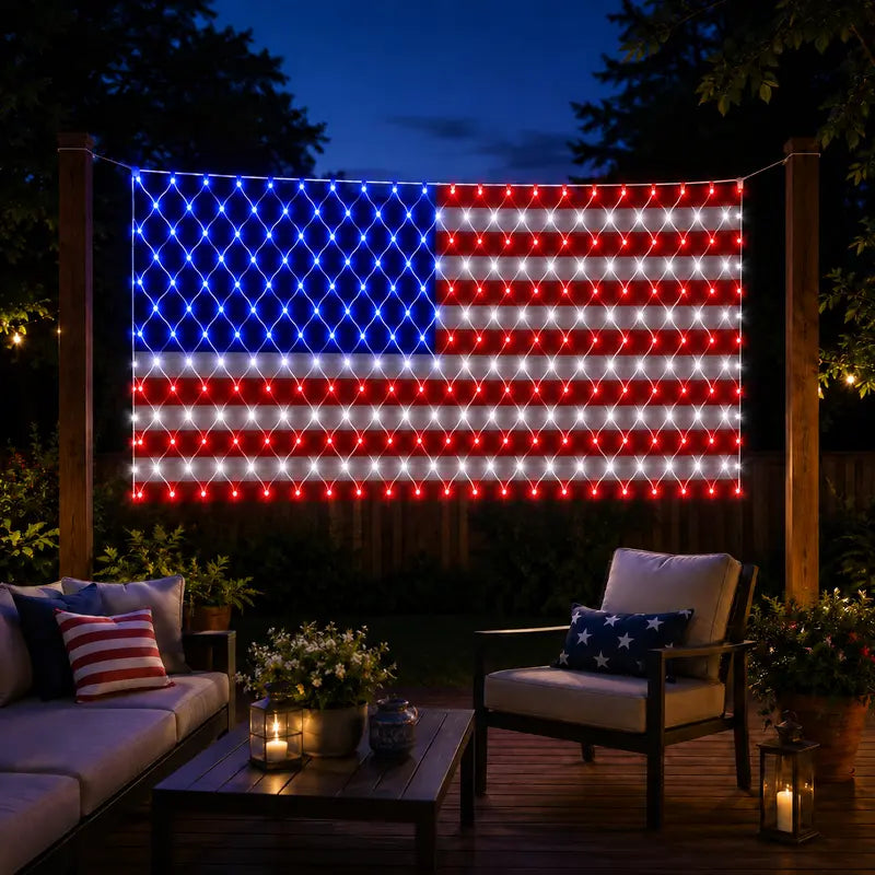 250th Anniversary Special Deal 60% ! 🇺🇸🎆 Solar USA Flag Lights | Super Bright Patriotic Outdoor Decor