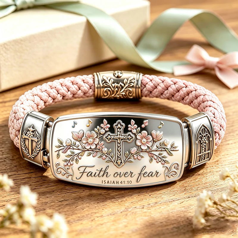 🔥Last day - Limted Time 70% OFF!——Faith Over Fear Bracelet – Christian Cross Bracelet Inspired by Isaiah 41:10, Hope, Courage & Divine Strength