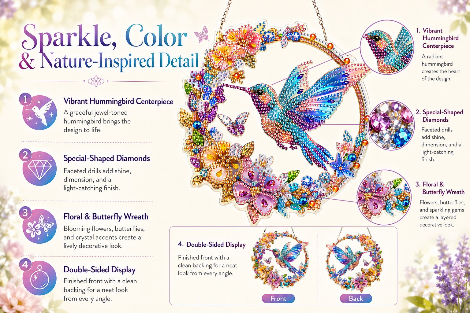 💥LAST DAY 50% OFF - Hummingbird Diamond Art Hanging Ornament Kit